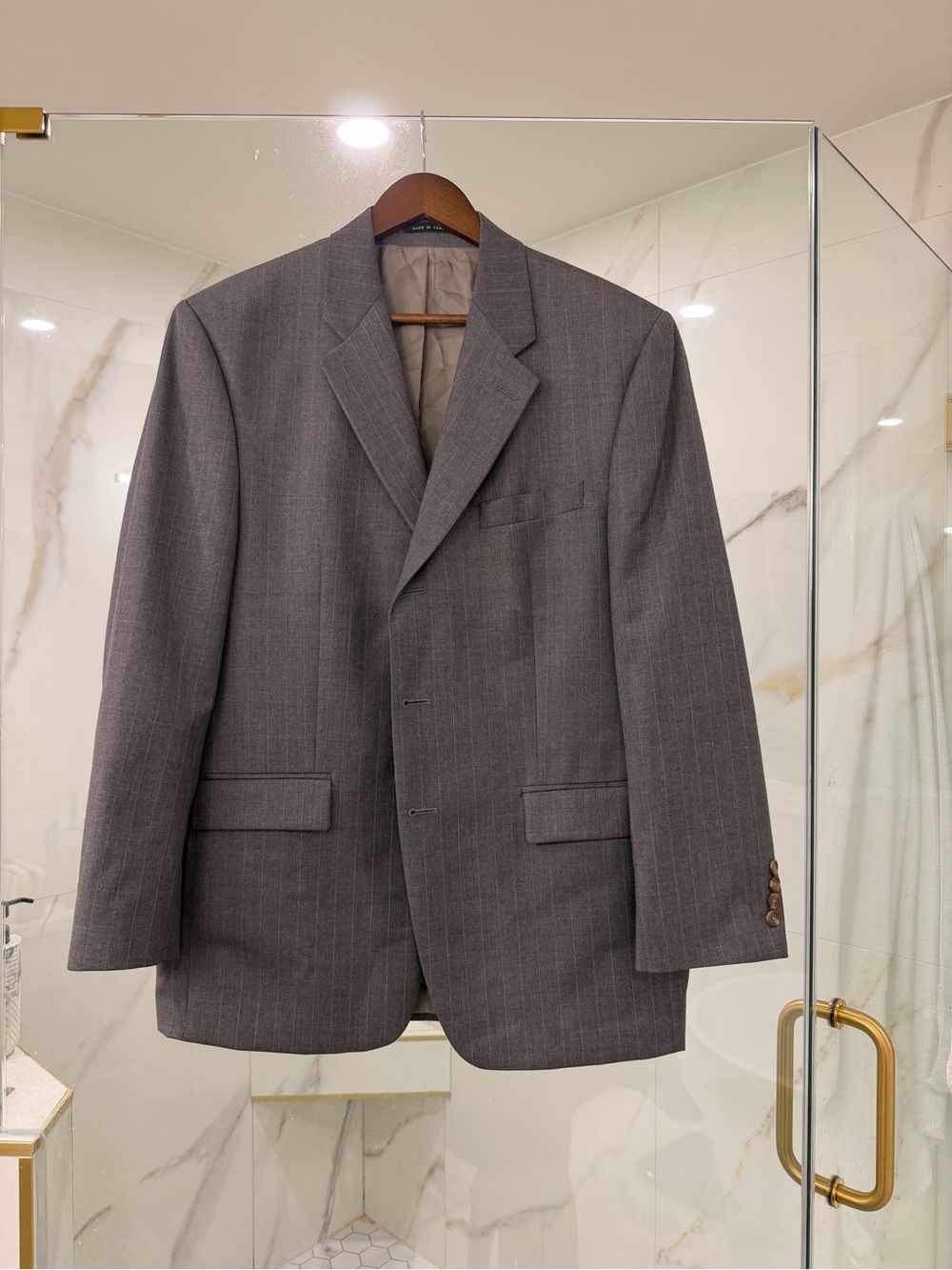 Lauren Ralph Lauren Blazer 42R Grey Pinstripe Wool Cashmere